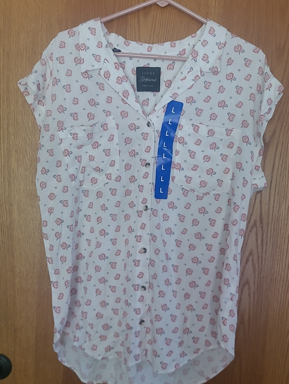 JACHS Girlfriend Cream Blouse with Dusty Rose Floral Print
